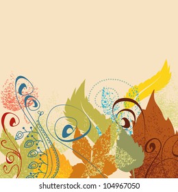 Leaf vector background in autumn colors