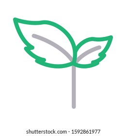 leaf vector color line icon 