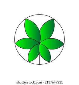 Leaf vector design abstract, leaf inside the circle icon