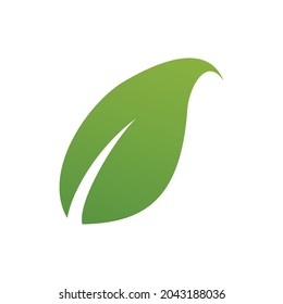 leaf vector with flat color and curved tip