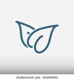 leaf vector flat pictograph line icon stock design illustration