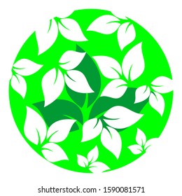 Leaf vector icon, alternative medicine logo isolated white background. Green circle logo design template.