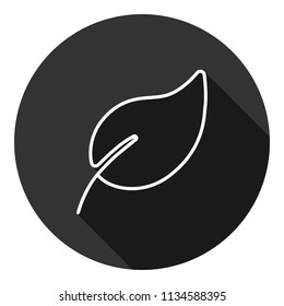 Leaf vector icon. Floral icon. Grey background with shadow. Vector flat sign.