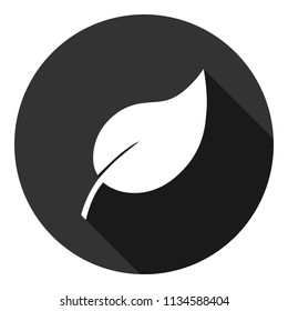 Leaf vector icon. Floral icon. Grey background with shadow. Vector flat sign.