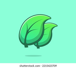 Leaf Vector Icon Illustration. Flat Cartoon Style.