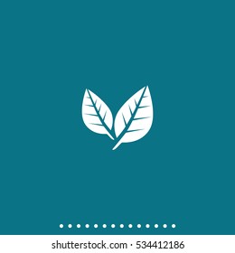 Leaf vector icon isolated on green background.