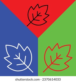 Leaf Vector Icon, Lineal style icon, from Agriculture icons collection, isolated on Red, Blue and Green Background.