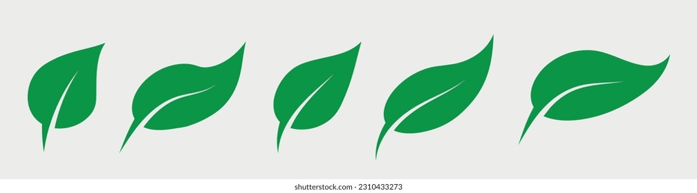 Leaf vector icon logo. Vegan leaves green eco flat herbal icon simple shape