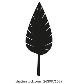 Leaf vector icon. Nature element symbol. Detailed vein pattern. Minimalist white background.
