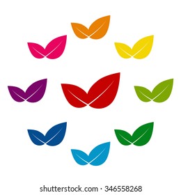 Leaf vector icon set. 