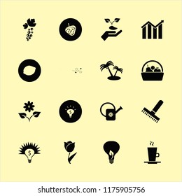 leaf vector icons set. with strawberry, black currant berry, money ideas and lemon in set