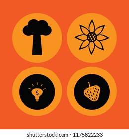 leaf vector icons set. with tree, sunflower, money ideas and strawberry in set