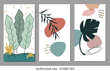 Leaf vector illustration, art of drawing with abstract shapes. Abstract pattern plant art design for prints, covers, wallpapers, minimal and natural wall art.