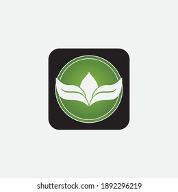 plantilla de logotipo de icono de diseño de ilustración de vector de hoja
