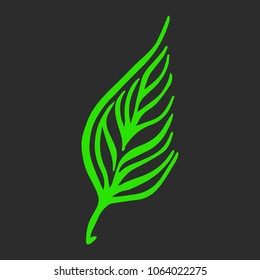 Leaf vector illustration. Ink drawn herbal in sketch style for print, card, wrapping, textile and other vintage design.