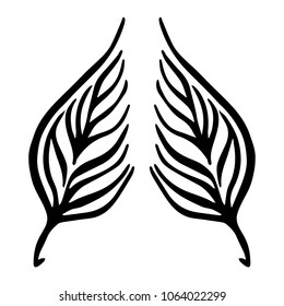 Leaf vector illustration. Ink drawn herbal in sketch style for print, card, wrapping, textile and other vintage design.