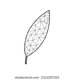 Ilustración vectorial de hoja en estilo poligonal, aislada en fondo blanco