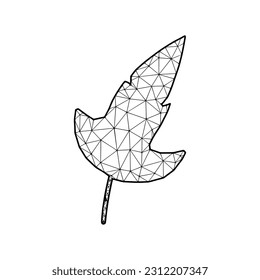 Leaf vector illustration in polygonal style, isolated on white background