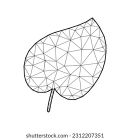 Leaf vector illustration in polygonal style, isolated on white background