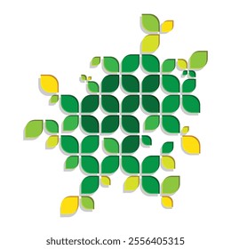 leaf vector. Leaves with geometric patterns. green impression, sustainability. for flyers, trend designs. Flat color design style. template design