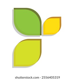 leaf vector. Leaves with geometric patterns. green impression, sustainability. for flyers, trend designs. Flat color design style. template design