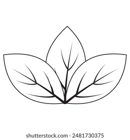 Leaf vector line art, icon, Leaves silhouette, symbol, design. Spring leaf, Leaf icon ecology, nature element, environment and nature eco sign. Vector illustration.