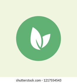 Leaf vector logo, health icon, vegan vegetarian, wellnes, spa concept. Bio eco symbol isolated on green, flat design