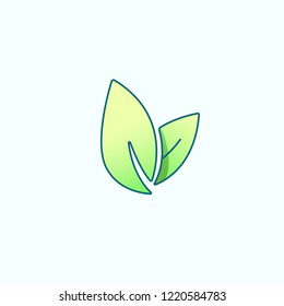 Leaf vector logo, health icon, vegan vegetarian, wellnes, spa concept. Bio eco symbol isolated on green, flat design.