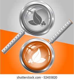 Leaf. Vector magnifying glass.