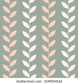 Leaf vector pattern, seamless botanical print, garland background, endless repeating tile.