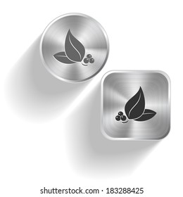 Leaf. Vector set steel buttons