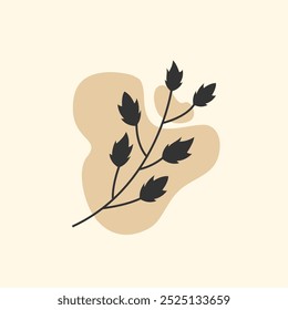 Leaf Vector Silhouette Aesthetic with Black and Brown Color. Floral Icon 