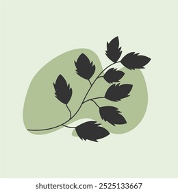 Leaf Vector Silhouette Aesthetic with Black and Green Color. Floral Icon 