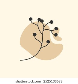 Leaf Vector Silhouette Aesthetic with Black and Brown Color. Floral Icon 