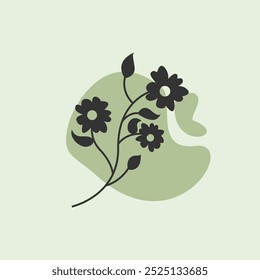 Leaf Vector Silhouette Aesthetic with Black and Green Color. Floral Icon 