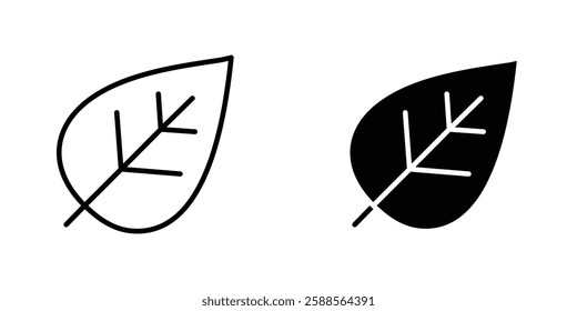 Leaf vectors icons set in filled and strokes on white background