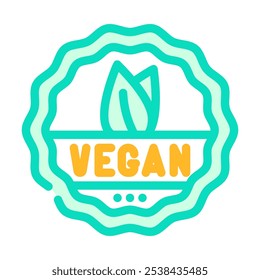 Icono de color de comida vegana de hoja. Vector de comida vegana de hoja. Ilustración de símbolo aislado