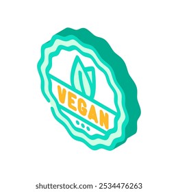 Vector de icono isométrico de comida vegana de hoja. Muestra de comida vegana de hoja. Ilustración de símbolo aislado