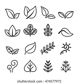 Leaf , Vegetarian , Herb Icon Set In Thin Line Style