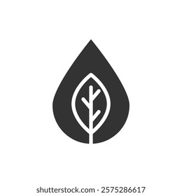 Leaf with vein glyph icon. Vector illustration