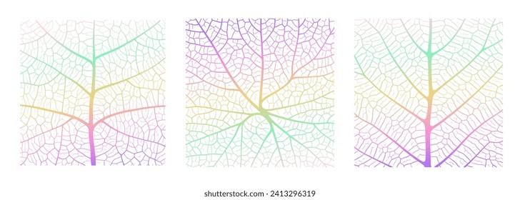 Leaf vein texture abstract background with close up plant leaf cells ornament texture pattern. Gradient organic macro linear pattern of nature leaf foliage vector illustration.