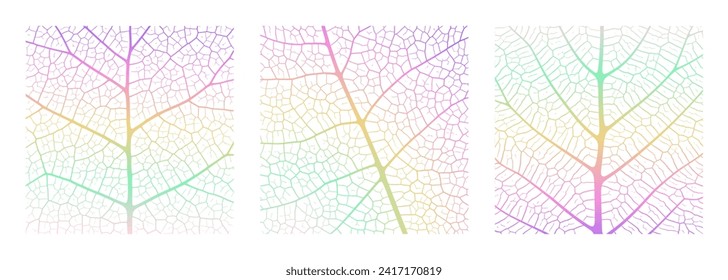 Leaf vein texture abstract background with close up plant leaf cells ornament texture pattern. Gradient organic macro linear pattern of nature leaf foliage vector illustration.