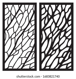 Leaf veins laser cut panel. Set of templates of skeletonized leaves for cutting exterior. Silhouette floral pattern. Die cut cabinet fretwork perforated panel. Metal, paper or wood carving stencil.
