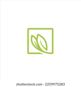 Leaf vektor logo on the green colour. The symbol itself will looks nice as social media avatar and website or mobile icon. The symbol itself will looks nice as social media avatar and website or mobil