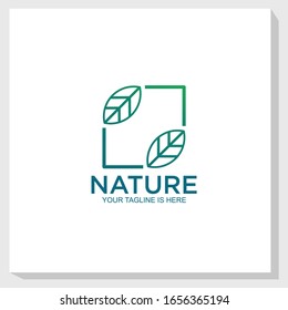 leaf vintage logo template design vector, nature elements logo design inspiration