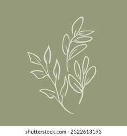Leaf Wall Art Green White Vector Image