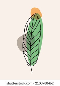 Leaf wall art illustration in high resolution for wall print, book cover, or many type of use.