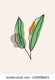 Leaf wall art illustration in high resolution for wall print, book cover, or many type of use.
