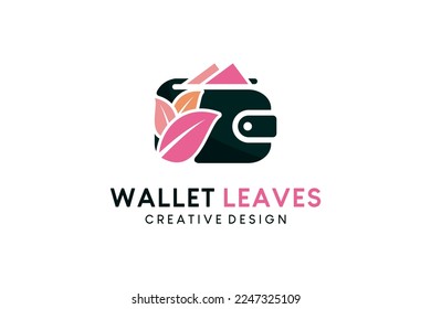 Leaf wallet icon logo design with creative concept