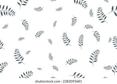Leaf Wallpaper, elegant natural leaf motif pattern classic blue background. Modern bordure ditsy floral fabric design textile swatch, ladies dress, man shirt, fashion garment, print,banner